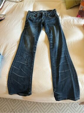 Cowgirl Tuff Dark Blue Flare Jeans with Stud Accents